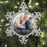 Custom Photo Create Your Own Snowflake Pewter Christmas Ornament<br><div class="desc">Create your own personalized ornament with your custom image and name. Add your favourite photo, design or artwork to create something really unique. To edit this design template, click 'Change' and upload your own image as shown above. Click 'Customize' button to add text, customize fonts and colours. Treat yourself or...</div>