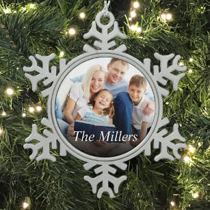 Custom Photo Create Your Own Snowflake Pewter Christmas Ornament