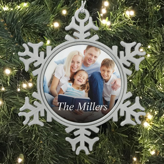 Custom Photo Create Your Own Snowflake Pewter Christmas Ornament (Creator Uploaded)