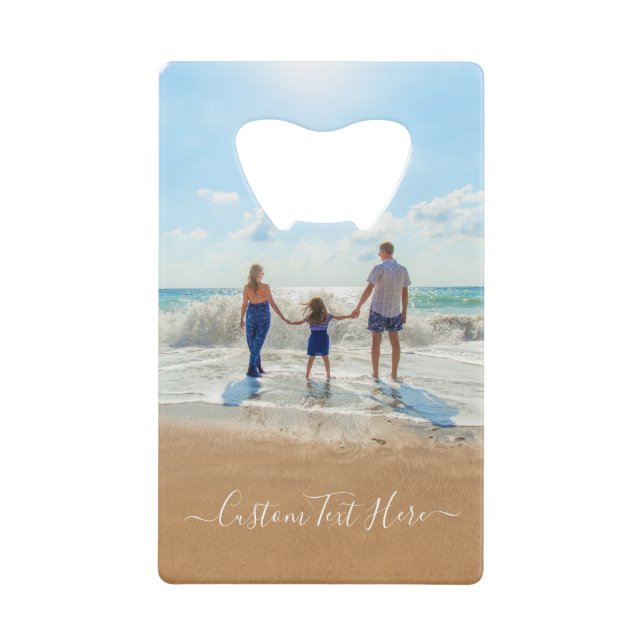 Custom Photo Credit Card Bottle Opener with Text (Front)