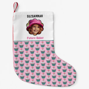 Custom Photo Cupcakes Scalloped Template Name Small Christmas Stocking