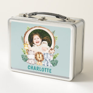 Custom Photo Cute Animals Preschool Kid  Metal Lunch Box