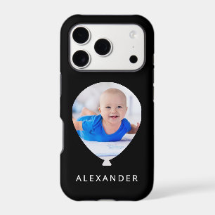 Custom Photo Cute Balloon Personalized Name Black