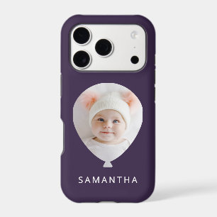 Custom Photo Cute Balloon Personalized Name Purple