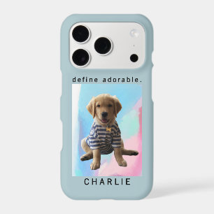 Custom Photo Cute Dog Name Funny Phrase Dusty Blue