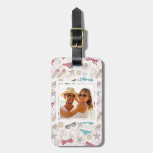 Custom Photo Cute Summer Abstract Pattern Luggage Tag