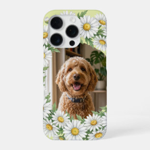 Custom Photo Daisy Wreath Goldendoodle Dog Mom iPhone 16 Pro Case
