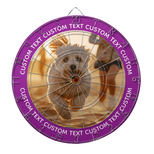 Custom Photo Dartboard & Text - PURPLE Surround (Front)