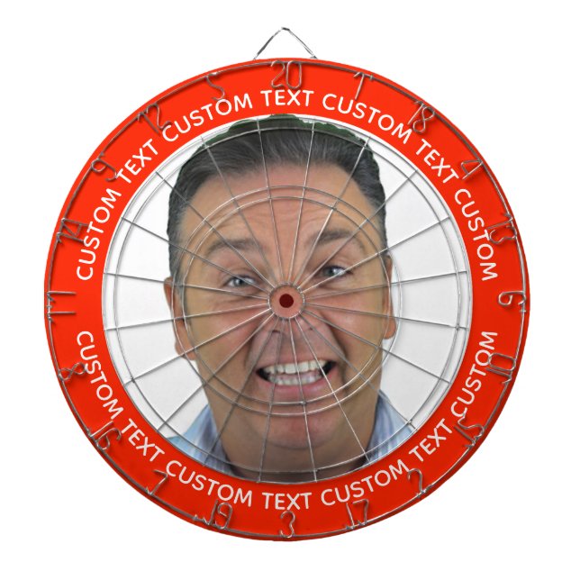 Custom Photo Dartboard & Text - RED Surround (Front)