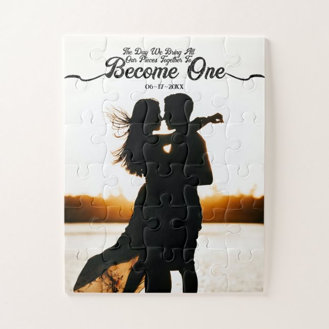 Custom Photo & Date Unity Wedding Day Jigsaw Puzzle (Vertical)