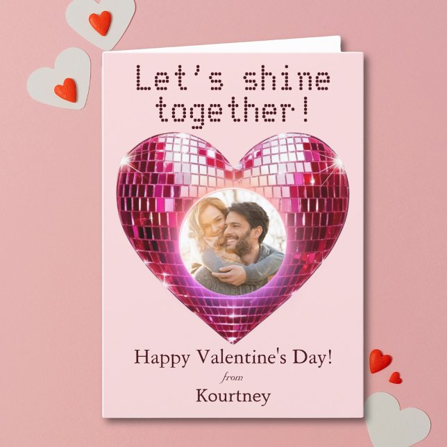 Custom Photo Disco Heart Valentine's Day Card (Custom Photo Disco Heart Valentine's Day Card)