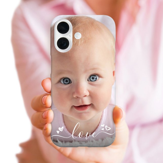 Custom Photo DIY Personalized Modern Love Script Case-Mate iPhone Case (Creator Uploaded)