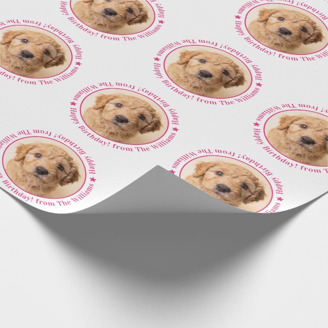 Custom Photo Dog Birthday Wrapping Paper (Corner)
