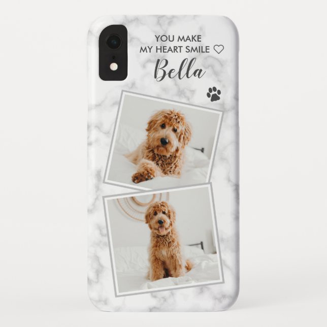 Custom Photo Dog Cat Pet Cute Quote Marble Photo Case-Mate iPhone Case (Back)
