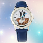 Custom photo dog cat photo child watch<br><div class="desc">Personalize and add your photo of your family pet,  dog,  cat,  bird,  rabbit - or favourite fish!   Black numbers.</div>