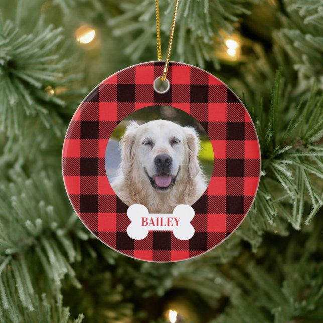 Custom Photo Dog Ceramic Ornament (Tree)
