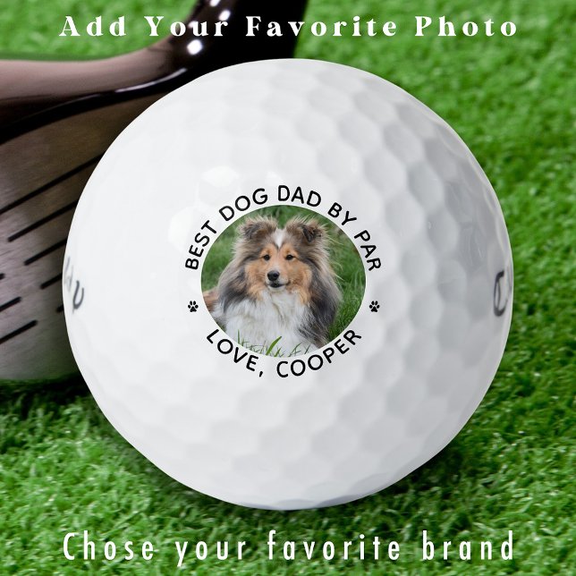 Custom Photo DOG DAD Personalized Modern Golfer  Golf Balls (Creator Uploaded)