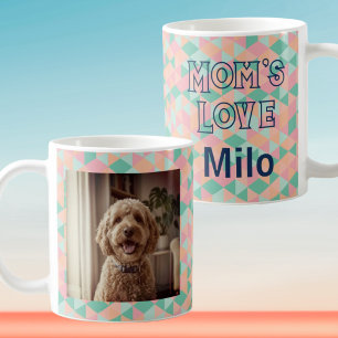 Custom Photo Dog Mom Pastel Geometric Coffee Mug