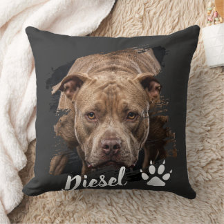 Custom Photo Dog Name Gift Throw Pillow