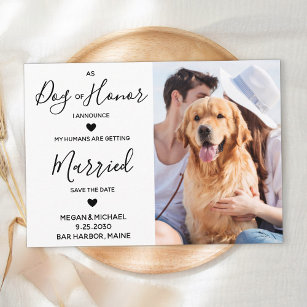 Custom Photo Dog Of Honour Pet Wedding Save The Date