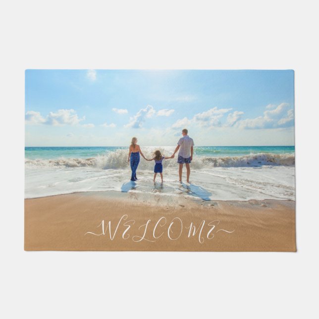 Custom Photo Doormat Your Own Design Welcome Text (Front)