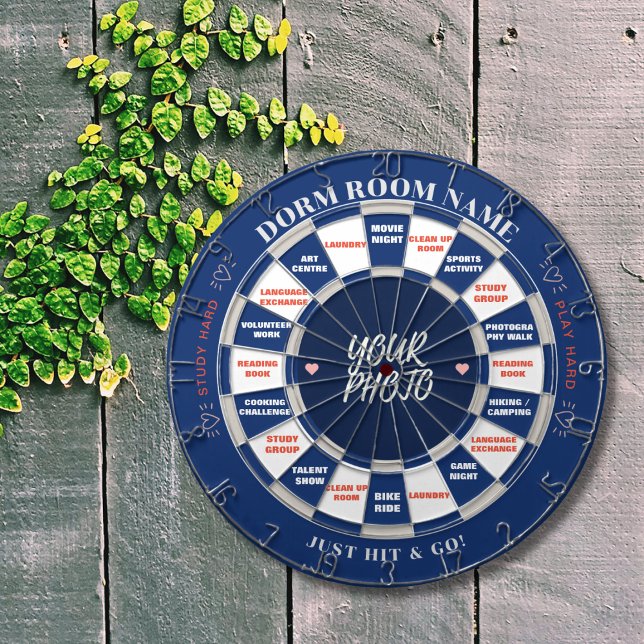Custom Photo Dorm Dartboard For Activity Decision  (One dartboard serves two functions, you may play in traditional way, or use it for your weekend plan)