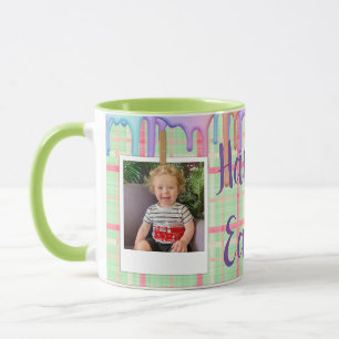 Custom Photo Easter Green Plaid  Mug