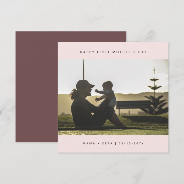 Custom Photo Elegant First Mother's Day Modern Card (Front/Back)