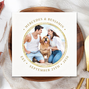 Custom Photo Elegant Gold Personalized Wedding Napkin
