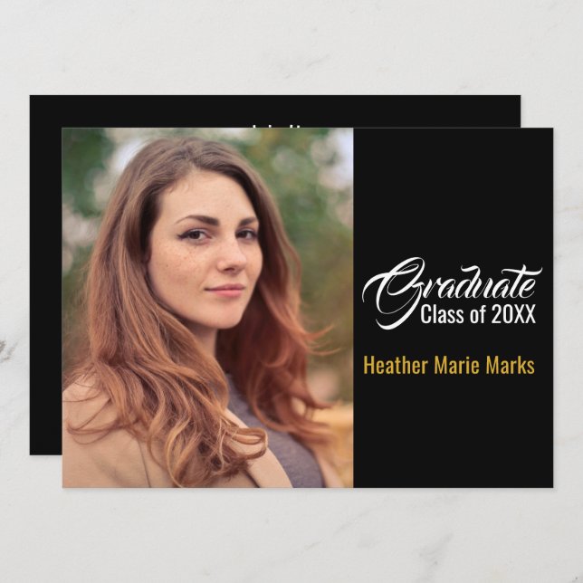 Custom Photo Elegant Graduation Template (Front/Back)