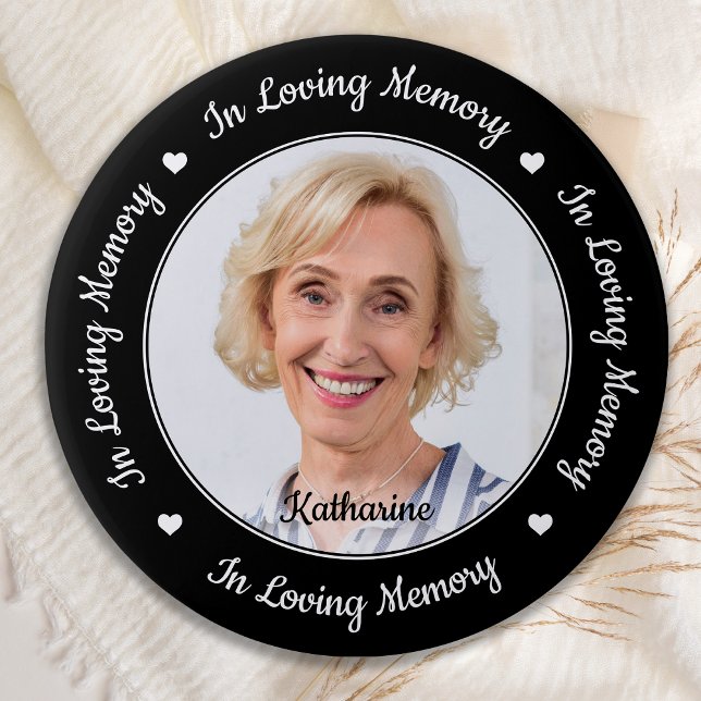 Custom Photo Elegant In Loving Memory Memorial 2 Inch Round Button (Creator Uploaded)
