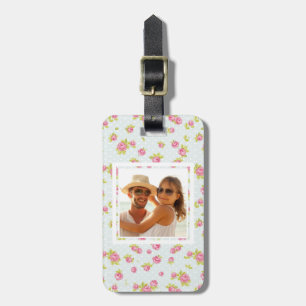 Custom Photo Elegant pink roses 4 Luggage Tag