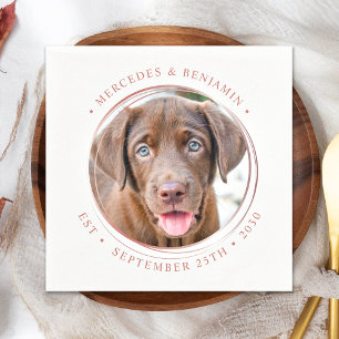 Custom Photo Elegant Rose Gold Personalize Wedding Napkin