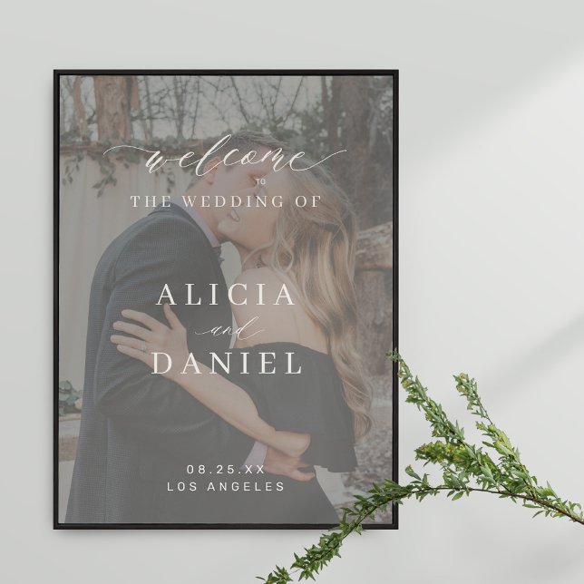 Custom photo elegant script wedding welcome sign (Creator Uploaded)