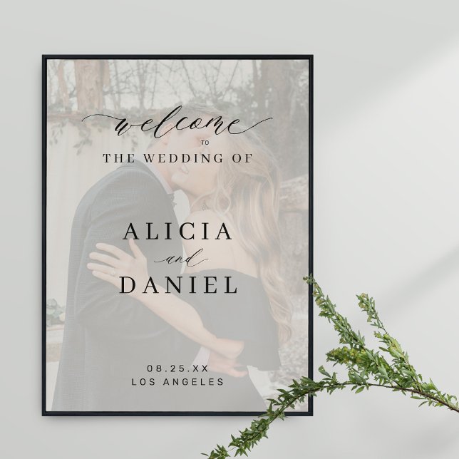 Custom photo elegant script wedding welcome sign (Creator Uploaded)