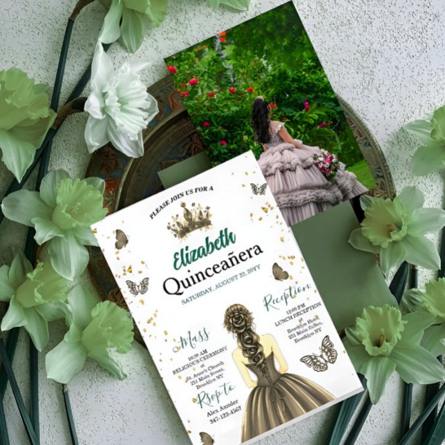 Custom Photo Emerald Green Quinceañera Invite (Creator Uploaded)