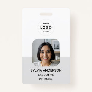 Custom Photo Employee ID Logo QR Code Badge