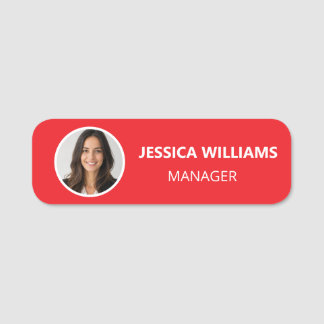 Custom Photo Employee Magnetic Safety Pin Name Red Tag