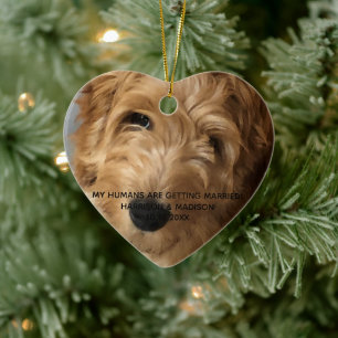 Custom photo engagement announcement Christmas Ceramic Ornament