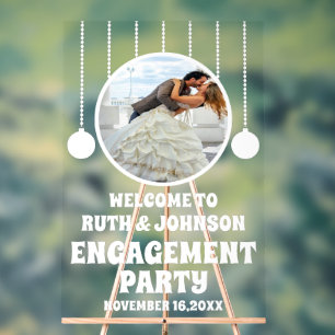 Custom Photo Engagement Party Welcome Acrylic Sign
