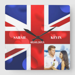 Custom Photo England Flag Square Wall Clock
