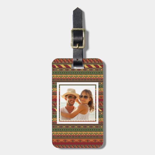 Custom Photo Ethnic background Luggage Tag (Front Vertical)