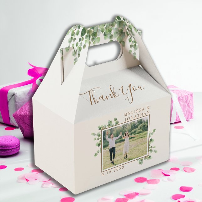 Custom Photo Eucalyptus Botanical Foliage Wedding Favor Box (Creator Uploaded)