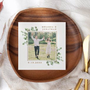 Custom Photo Eucalyptus Botanical Foliage Wedding Napkin