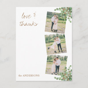 Custom Photo Eucalyptus Foliage Wedding Thank You  Postcard
