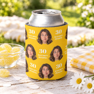 Custom Photo Face 30 Maturity Pending Can Cooler