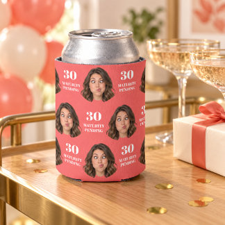 Custom Photo Face 30 Maturity Pending Can Cooler