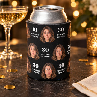 Custom Photo Face 30 Maturity Pending Can Cooler