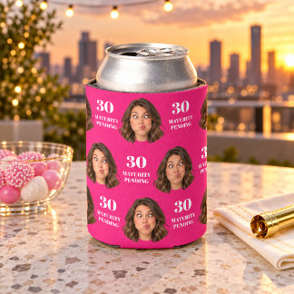 Custom Photo Face 30 Maturity Pending Can Cooler