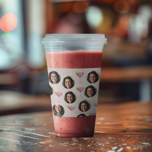 Custom Photo Face & Cocktail   Personalized Pink Acrylic Tumbler